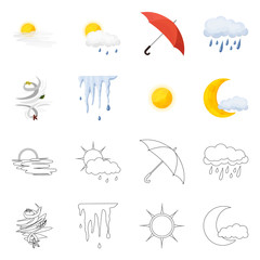 Isolated object of weather and climate icon. Collection of weather and cloud vector icon for stock.