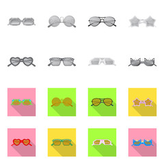 Isolated object of glasses and sunglasses logo. Collection of glasses and accessory vector icon for stock.