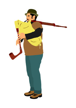man playing yellow bagpipes clip art preview