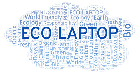 Fototapeta premium Eco Laptop word cloud.