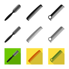 Vector design of brush and hair logo. Collection of brush and hairbrush stock symbol for web.