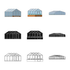 Isolated object of greenhouse and plant logo. Collection of greenhouse and garden vector icon for stock.