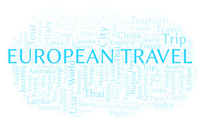 Fototapeta premium European Travel word cloud.