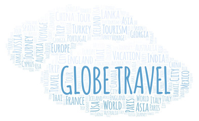 Fototapeta premium Globe Travel word cloud.