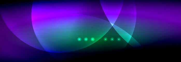 Vector blurred neon glowing circles with flowing and liquid light concept, energy magic fantastic abstract background