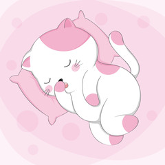 Cartoon cute cat sleep sketch animal character