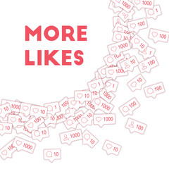 6729231 Social media icons. More likes concept. Falling counter comment friend notification. Nice big radian