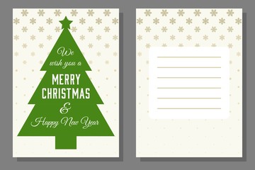 Naklejka premium Christmas greeting or invitation card template, flat design