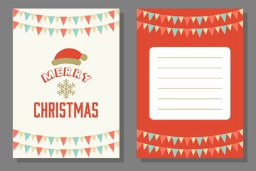Christmas greeting or invitation card template, flat design