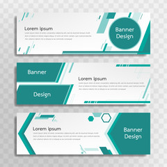 Vector green banner template design with 3 designs.