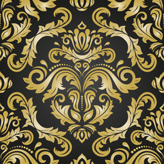 Orient classic pattern. Seamless abstract background with vintage elements. Orient black and golden background