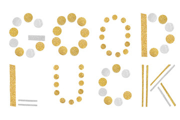 Good luck text paper cut on white background - isolated