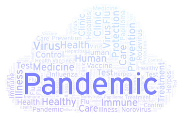 Obraz premium Pandemic word cloud, made with text only.