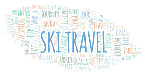 Obraz premium Ski Travel word cloud.