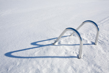 Swimming pool hand-rails at winter, Finland
