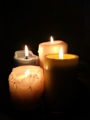 Black Background Burning Candle close-up Copy Space Dark Darkroom domestic room fire natural phenomenon Flame glowing