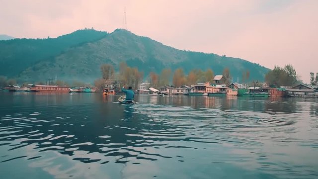 boating in beautiful lake of Kashmir.