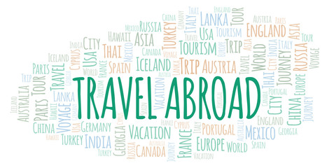 Obraz premium Travel Abroad word cloud.