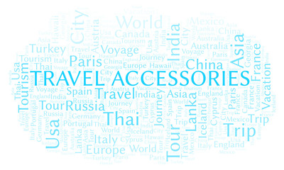 Fototapeta premium Travel Accessories word cloud.