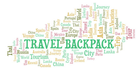 Travel Backpack word cloud.