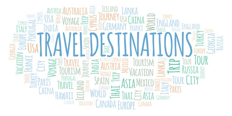 Travel Destinations word cloud.