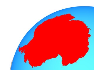 Antarctica on globe