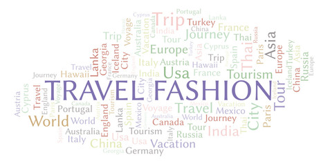 Obraz premium Travel Fashion word cloud.