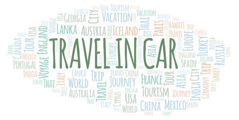 Fototapeta premium Travel In Car word cloud.
