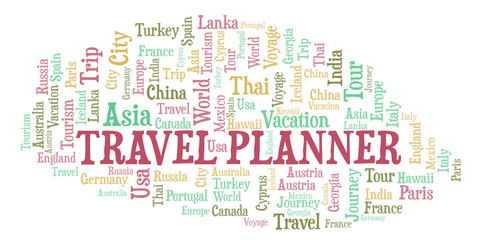 Obraz premium Travel Planner word cloud.