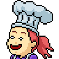 vector pixel art chef girl