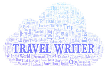 Obraz premium Travel Writer word cloud.