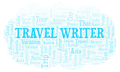 Fototapeta premium Travel Writer word cloud.