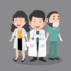 Variety of  doctor cartoon set
