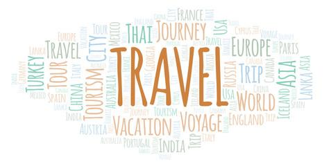 Fototapeta premium Travel word cloud.