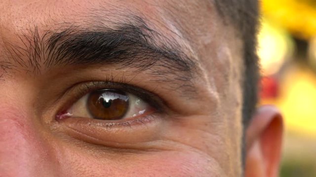 Beautiful blinking male eye close-up