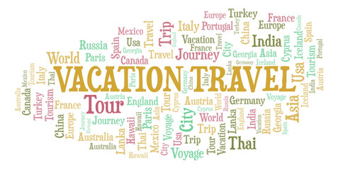 Vacation Travel word cloud.