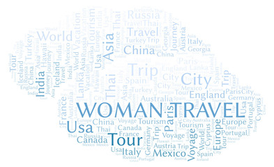 Obraz premium Woman Travel word cloud.