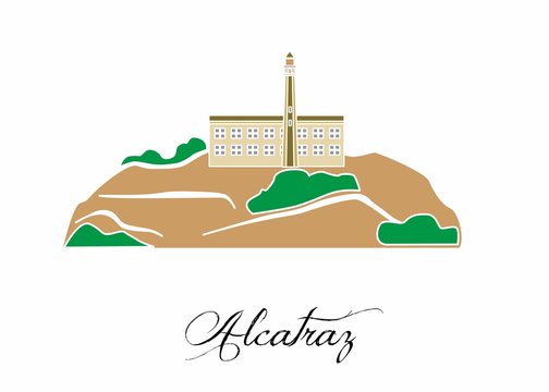 the illustration with the beautiful Alcatraz USA