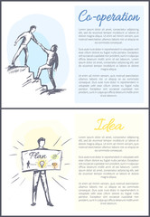 Co-operation and Idea Set Vector Illustration