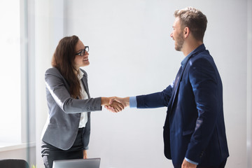 Businesswoman Shaking Hands With Her Partner