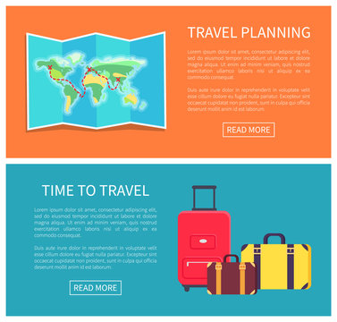 Travel Planning Web Pages Set Vector Illustration