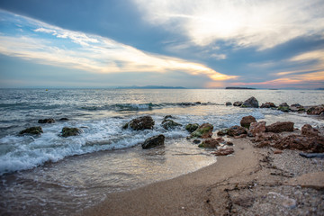 Fototapeta na wymiar Sunset over the sea in Greece