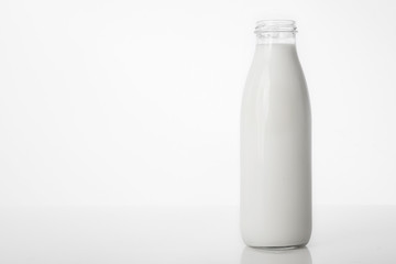 Natural organic milk product in the bottle.