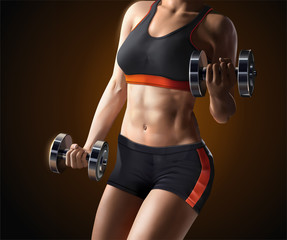 Fototapeta na wymiar Fitness woman lifting weights