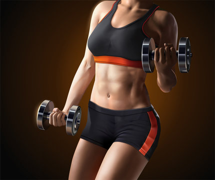 Fitness woman lifting weights