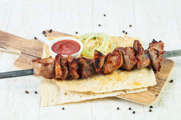 Grilled beef shashlic