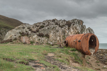The abandoned, derelict ruins of Porth Wen brickworks, Anglesey.