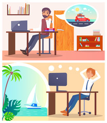 Office Employees Dream About Voyage or Road Trip