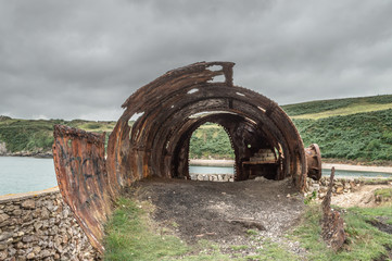 The abandoned, derelict ruins of Porth Wen brickworks, Anglesey.