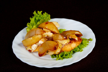 Bruschetta with cheese and pear